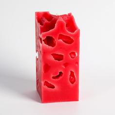 Свеча ароматическая декоративная "Ажурная", красный, 6х6х12 см, садовые ягоды Богатство Аромата