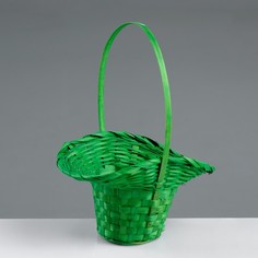 Корзина плетёная, бамбук, зелёная, (шляпка), большая No Brand
