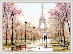 Картина на стену для интерьера в раме Графис "Весенний Париж", 57х77 см