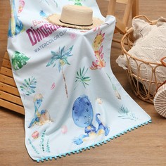 Полотенце пляжное Этель "Динозаврики" 75x140 см, микрофибра, 100% п/э, 230 гр/м2