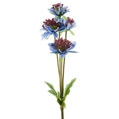 Цветок искусственный на ножке Циния голубая, 48 см., Gloria Garden, 9180091