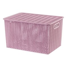 Корзинка "Вязь" 14л 350х245х205мм с крышкой (розовый нюд) Violet