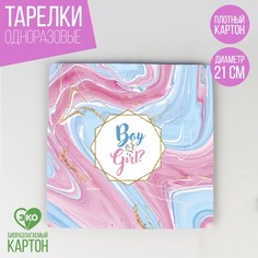 Тарелка бумажная квадратная " Мальчик или девочка ",21 см Страна Карнавалия