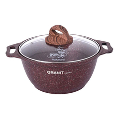 Кастрюля с антипригарным покрытием со стеклянной крышкой Kukmara (Granit Ultra Red) кга22а