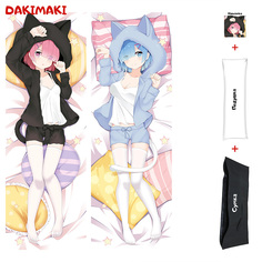 Наволочка + подушка + сумка Дакимакура Рем и Рам 0162 180x60 Dakimaki
