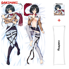 Наволочка + подушка Дакимакура Микаса Аккерман 0714 180x60 Dakimaki