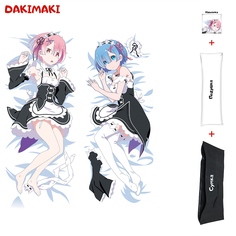 Наволочка + подушка + сумка Дакимакура Рем и Рам 0150 150x50 Dakimaki