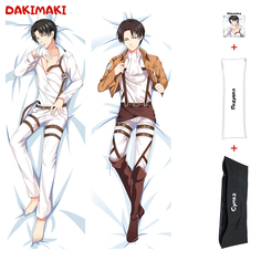 Наволочка + подушка + сумка Дакимакура Леви Аккерман 0248 150x50 Dakimaki