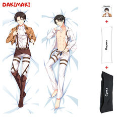 Наволочка + подушка + сумка Дакимакура Леви Аккерман 0262 150x50 Dakimaki