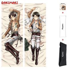 Наволочка + подушка + сумка Дакимакура Леви и Эрен 0310 150x50 Dakimaki