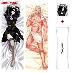 Наволочка + подушка Дакимакура Геральт и Йеннифэр 0376 150x50 Dakimaki
