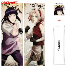 Наволочка + подушка Дакимакура Хината и Сакура 0562 150x50 Dakimaki