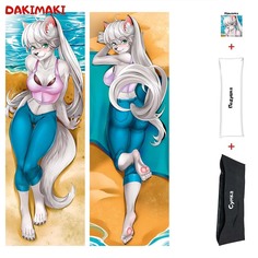 Наволочка + подушка + сумка Дакимакура Фурри Снежная Лиса 0634 150x50 Dakimaki