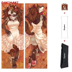 Наволочка + подушка + сумка Дакимакура Фурри Волк-девочка 0639 150x50 Dakimaki