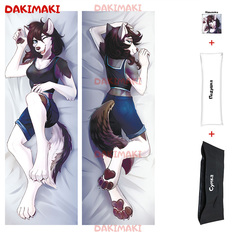Наволочка + подушка + сумка Дакимакура фурри Хаски 0665 150x50 Dakimaki