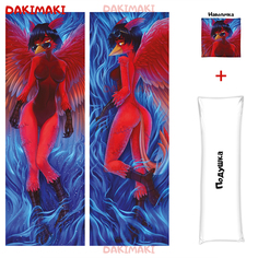 Наволочка + подушка Дакимакура фурри Феникс 0673 150x50 Dakimaki