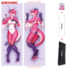 Наволочка + подушка + сумка Дакимакура фурри Розовый дракон 0674 150x50 Dakimaki