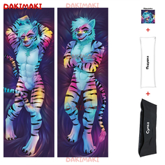 Наволочка + подушка + сумка Дакимакура фурри Радужный тигр 0676 150x50 Dakimaki