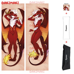 Наволочка + подушка + сумка Дакимакура фурри Красный Дракон 0678 150x50 Dakimaki