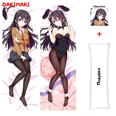 Наволочка + подушка Дакимакура Май Сакурадзима 0750 150x50 Dakimaki