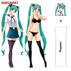 Наволочка + подушка Дакимакура Мику 0810 150x50 Dakimaki