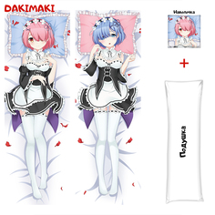 Наволочка + подушка Дакимакура Рем и Рам 0896 150x50 Dakimaki
