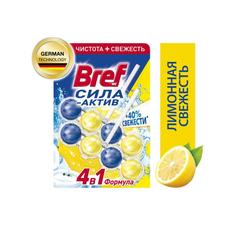 Блок для очищения унитаза Bref 4 в 1 Сила актив Лимонная свежесть, 2 шт по 50 г