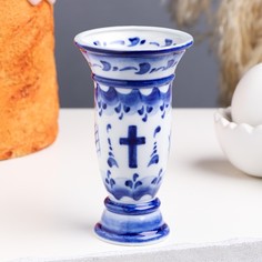 Подсвечник Романс, гжель, золото No Brand