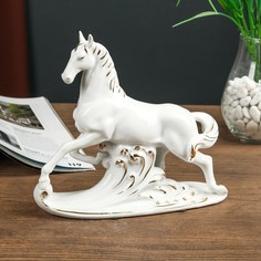 Сувенир керамика Арабский скакун белый с золотом 17,5х6х20,5 см No Brand