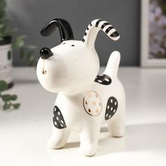 Сувенир керамика Щенок в заплатках бело-черный с золотом 12,8х8,5х13,5 см No Brand