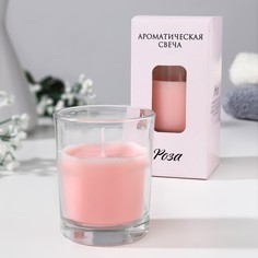Свеча ароматическая в стакане Нюд, 5х6 см, роза No Brand