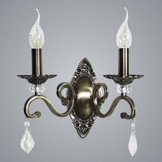 Бра N1208/2W AB бронза/хрусталь 2х40Вт Е14 31.5х17х33.5см No Brand