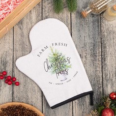 Варежка-прихватка Christmas trees 20х28 см, саржа, 100% х/л, ватин 250 г/м2 No Brand