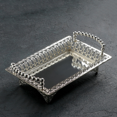 Поднос сервировочный Серебряный жемчуг, 28x18 см, цвет серебряный No Brand