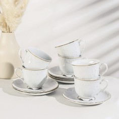 Cmielow Сервиз чайный на 6 персон Rococo золото, 12 предметов: чашка 250 мл, блюдце