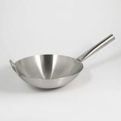Сковорода-wok "Chief", D 32 см, с ручкой, нержавеющая сталь (6916745) No Brand