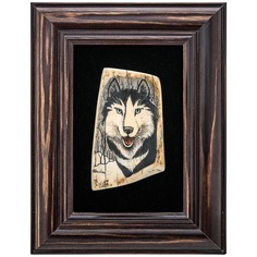 Панно из кости "Собака Хаски" 21,5 х 16,5 см No Brand
