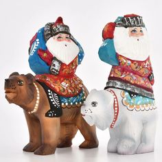 Скульптура "Дед Мороз на медведе" No Brand