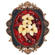 Настенное янтарное панно "Цветы" 38х31 см No Brand