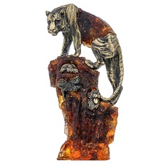 Скульптура из янтаря Тигр "Смотрящий" No Brand