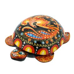 Шкатулка-черепаха с художественной росписью "Жар-птица" No Brand