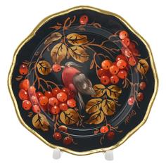 Поднос с ручной росписью "Рябина" 17 см No Brand