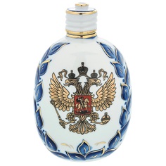 Фарфоровый штоф-фляжка 0,5 л "Герб РФ". Гжель в золоте No Brand