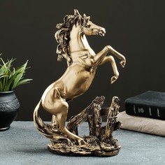 Фигура Лошадь на камне 20х10х30 см, бронза с позолотой Хорошие сувениры