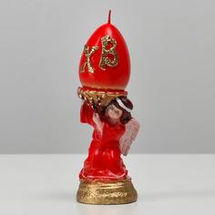 Свеча фигурная "Пасхальный ангел", красный, 5.5х16.2 см, 175 гр No Brand