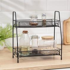 Этажерка 2x-ярусная Доляна, 31x17x33 см, цвет чёрный