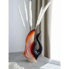 Керамика ручной работы Ваза настольная "Лебедь" цветная микс