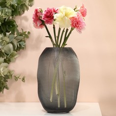 Ваза Крокус из прозрачного черного стекла 25*16*16 см No Brand