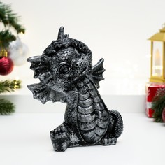 Фигура "Дракоша Йоган" серебро, 20х15х10см Хорошие сувениры