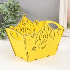 Корзинка-шкатулка "Дракон" жёлтый 18х12х14,5 см (набор 5 деталей) No Brand